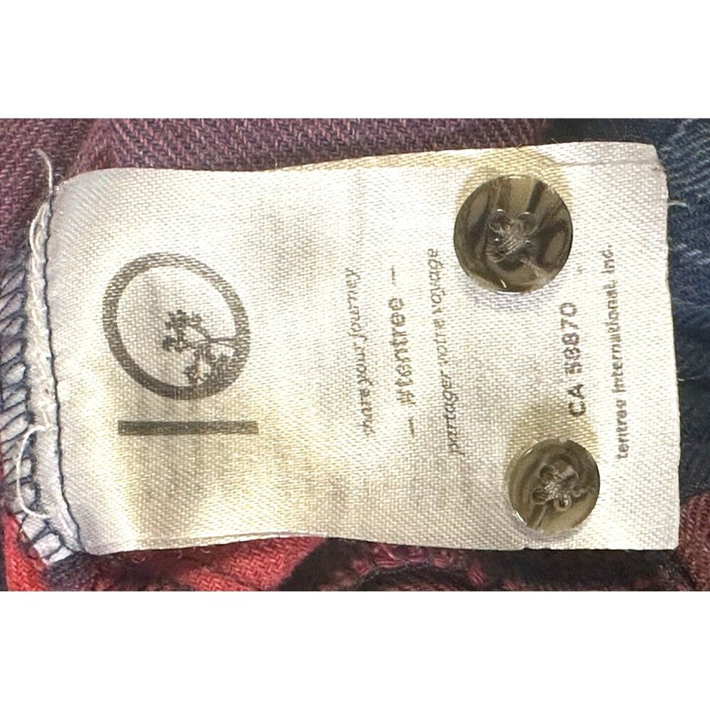 TenTree Womens Button Up Flannel Shirt Long Sleeve Red Blue Plaid Size Medium - Picture 11 of 15